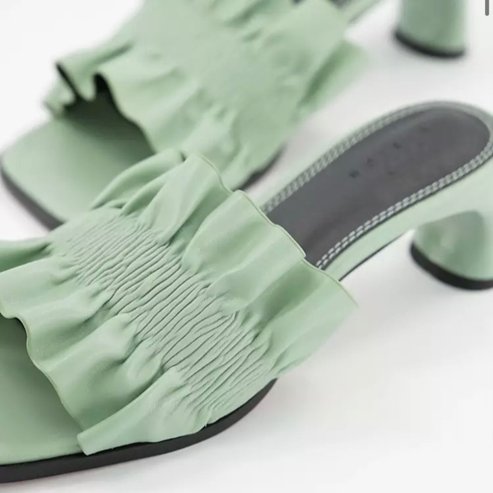 ASOS Sage Ruched Mid Heeled Mules